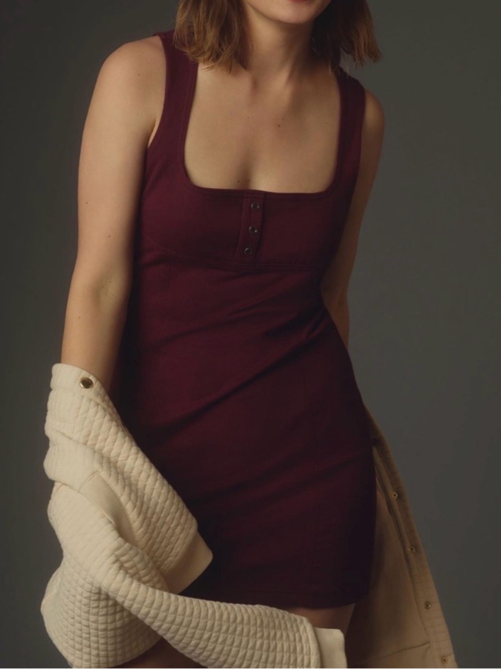 Daily Practice Sleeveless Tank Dress - Burgundy